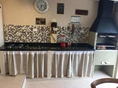 Cortina Pia Bancada Balcão Cozinha Área Gourmet Linho Misto