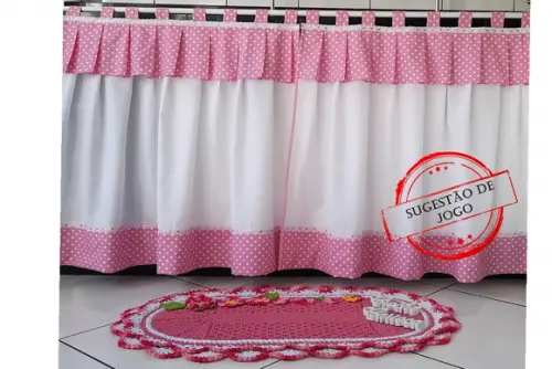 Cortina Pia Cozinha Rosa Claro ou Escolha Cor e Sob Medida