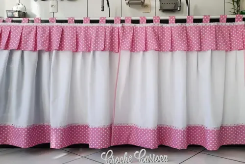 Cortina Pia Cozinha Rosa Claro ou Escolha Cor e Sob Medida