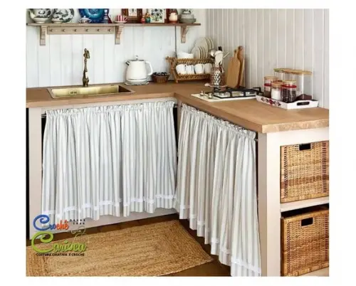 Cortina Pia de Cozinha Farmhouse Sob Medida e Escolha Cor