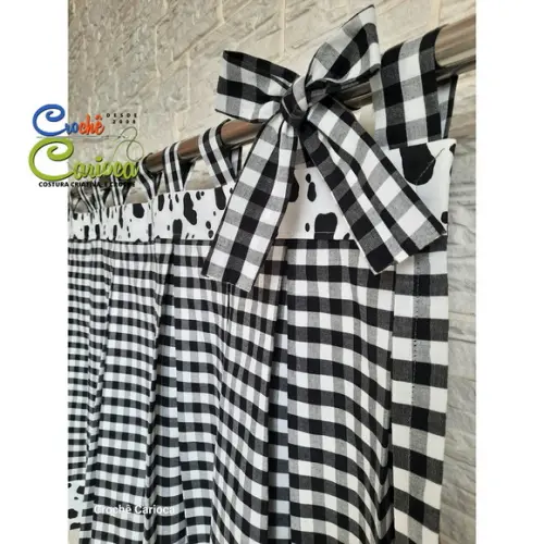 Cortina Pia Farmhouse 100% Alg. Sob Medida e Escolha Cor