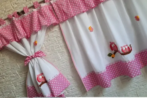 Cortina Rosa Corujinha Abraçadeiras Escolha Cor e Sob Medida