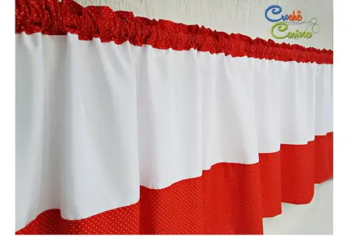 Cortina Vermelho Poás Esconde Varão Sob Medida e Escolha Cor