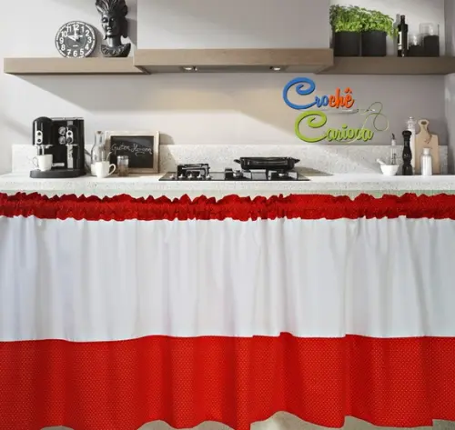 Cortina Vermelho Poás Esconde Varão Sob Medida e Escolha Cor
