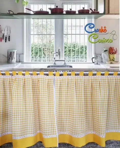 Cortina Xadrez Amarelo Farm Delicadeza Sob Medida