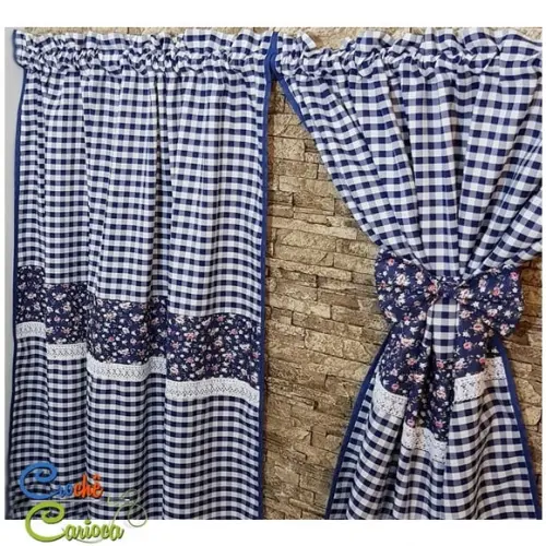 Cortina Vintage Farm Xadrez Sob Medida e Escolha Cores