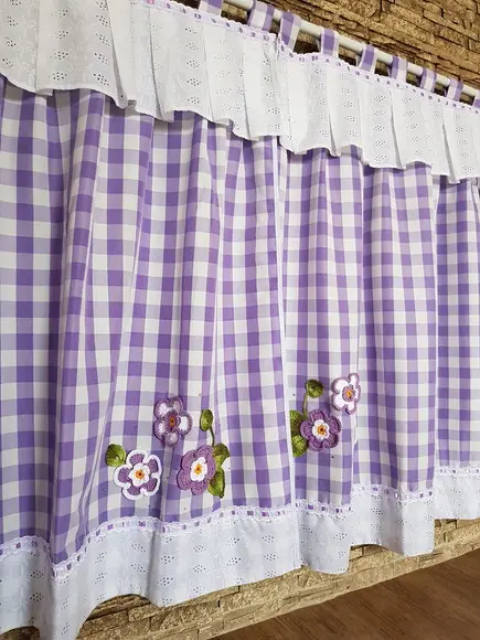 Cortina Xadrez e Laise Leve Escolha Cor e Sob Medida Farm