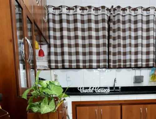 Cortina Xadrez Ilhós Super Luxo Escolha Cores e Sob Medida