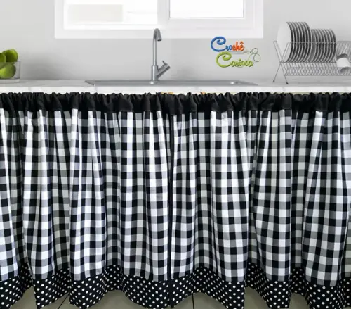 Cortina Xadrez para Cozinha Farm 200x70 ou Sob Medida