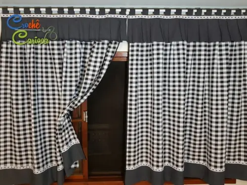 Cortina Xadrez Poás Farm Escolha Cores e Sob Medida 160x90