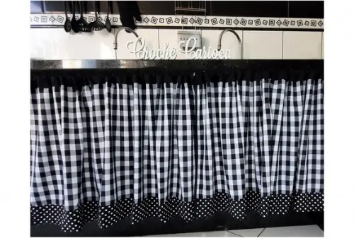 Cortina Xadrez para Cozinha Farm 200x70 ou Sob Medida