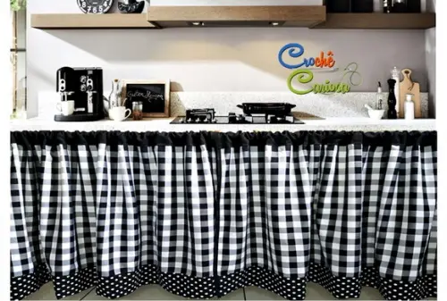 Cortina Xadrez para Cozinha Farm 200x70 ou Sob Medida