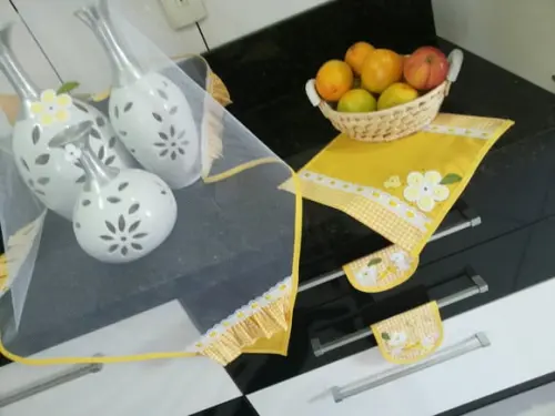Jogo de Cozinha Amarelinho Xadrez