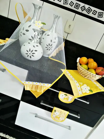 Jogo de Cozinha Amarelinho Xadrez