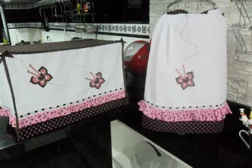 Jogo de Cozinha Borboletas Rosa e Marrom 3 Peças