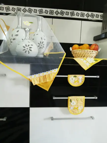 Jogo de Cozinha Amarelinho Xadrez