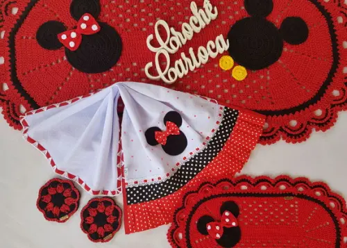 Jogo de Cozinha Crochê 5 Peças Minnie Escolha Cores