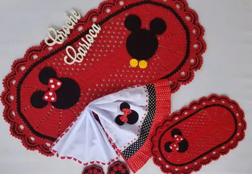 Jogo de Cozinha Crochê 5 Peças Minnie Escolha Cores