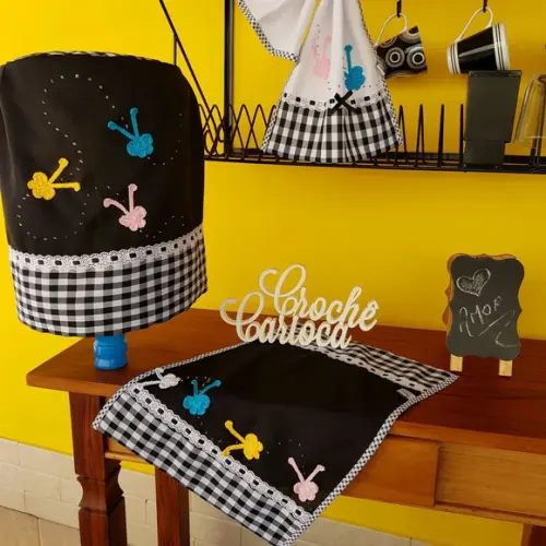 Jogo de cozinha preto e branco: 6 peças!