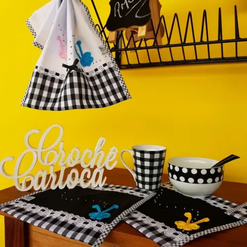 Jogo de cozinha preto e branco: 6 peças!