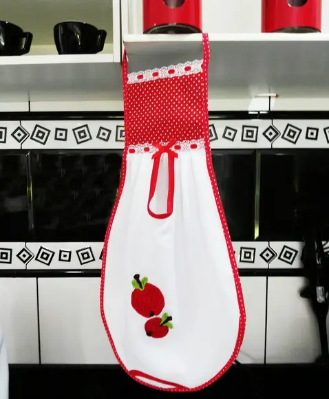 Jogo de Cozinha Tecido Maças Vermelho 6 Peças Escolha Cor