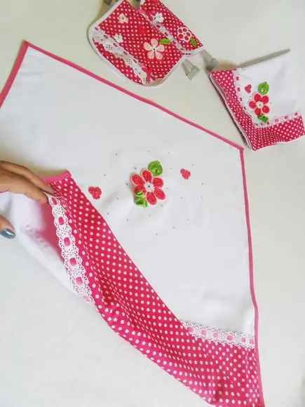 Joguinho para cozinha Rosa Floral: 5 peças