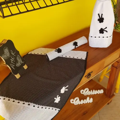 Joguinho preto e branco poás para cozinha: 4 peças