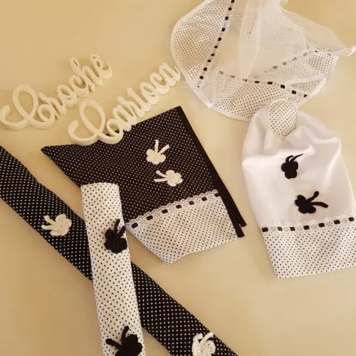 Joguinho preto e branco poás para cozinha: 4 peças