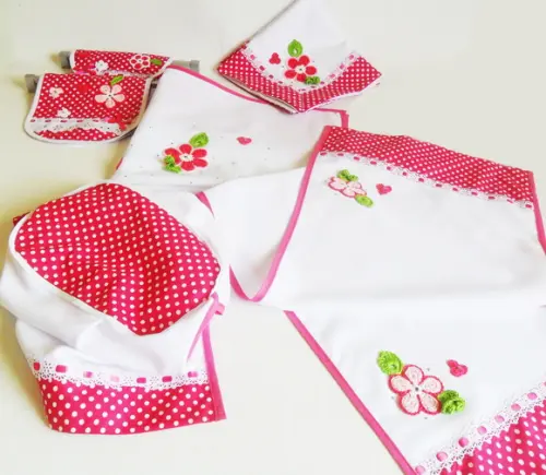 Joguinho para cozinha Rosa Floral: 5 peças