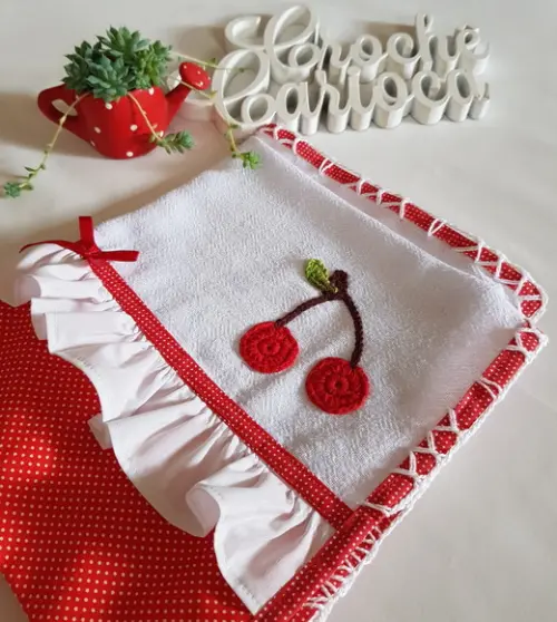 Kit Cozinha 2 Peças: Luva Térmica e Pano de Prato Cerejinha