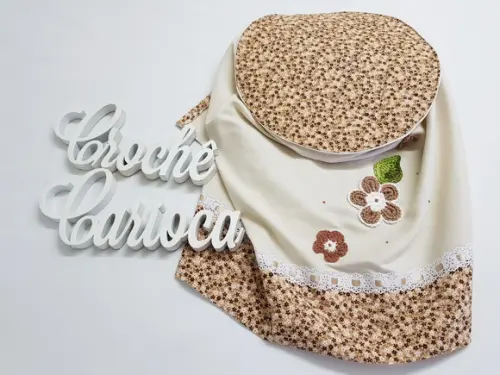 Kit Cozinha 3 Peças Algodão Cru Natural e Floral