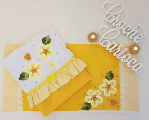 Kit Cozinha Delicado Amarelo Floral 2 Peças Escolha Cores
