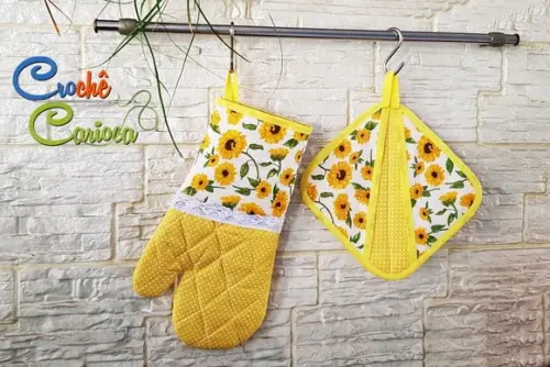 Kit Cozinha Luva e Pegador Térmicos Alto Padrão Escolha Cor