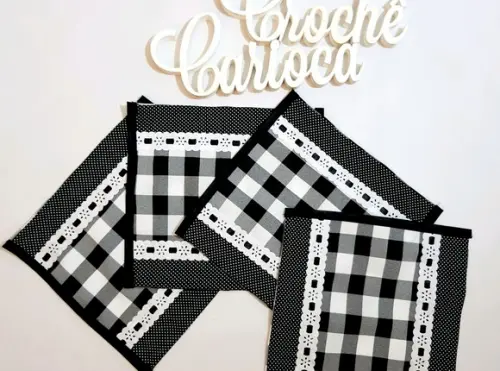 Kit de Cozinha Paninhos e Pano de Copa Preto e Branco