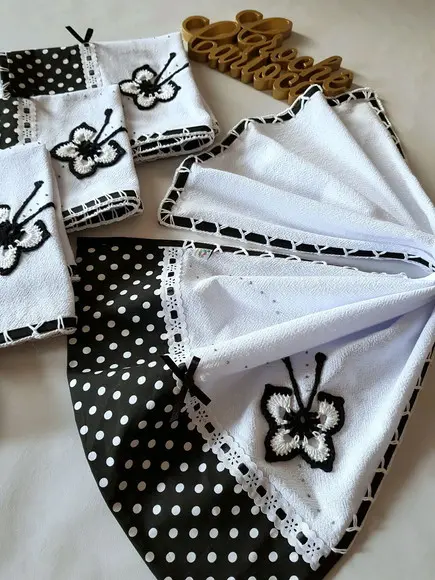 Kit de Panos de Prato Preto e Branco ou Escolha Cores 5 Unid