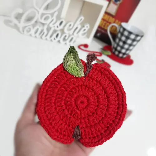 Kit Leitura Porta-copo e Marca Página Tema Maças 2 Peças