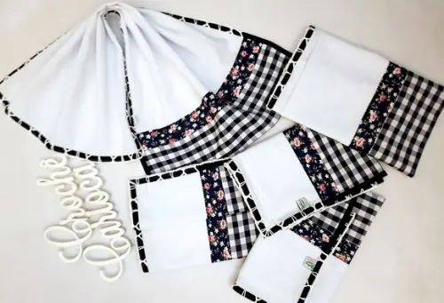 Kit Panos de Prato 5 Peças Grande 80x50 Bico de Crochê