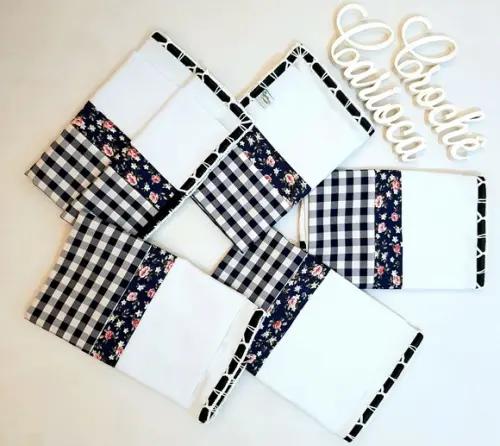 Kit Panos de Prato 5 Peças Grande 80x50 Bico de Crochê