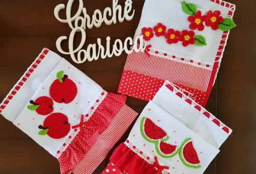 Kit Panos de Prato Composê Vermelho Alta Qualidade Grande