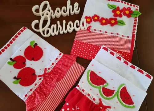 Kit Panos de Prato Composê Vermelho Alta Qualidade Grande