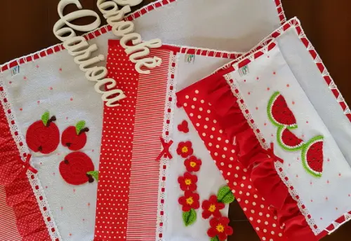 Kit Panos de Prato Composê Vermelho Alta Qualidade Grande