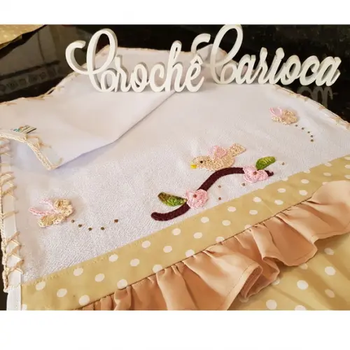 Kit Panos de Prato Tema Passarinhos Grande 80x49 cm 3 Peças