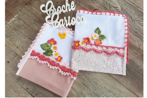Kit Presente 2 Panos de Prato Lembrancinha Luxo Crochê