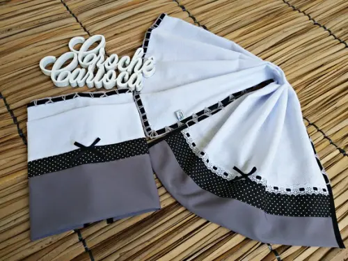 Kti Coordenado Panos de Prato Cinza e Preto Grande 80x50