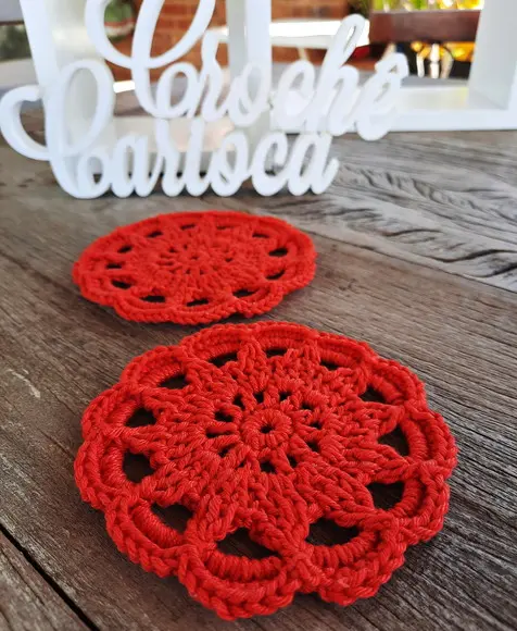 Lembrancinha Porta Copos de Crochê Escolha Cores 3 Peças