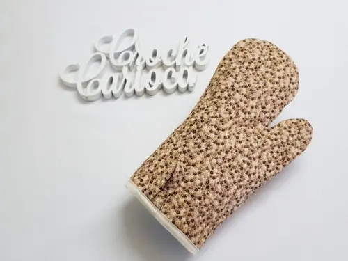 Luva Térmica de Cozinha Pulso Longo Floral Bege