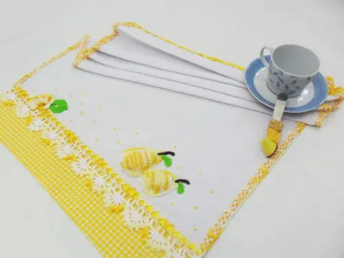 Pano de Prato Amarelo Frutinha Pera Cozinha