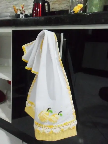 Pano de Prato Amarelo Frutinha Pera Cozinha