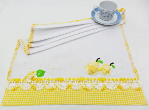Pano de Prato Amarelo Frutinha Pera Cozinha