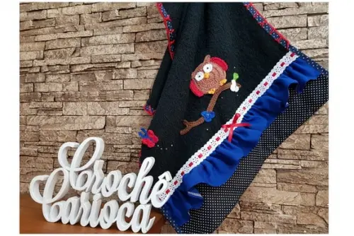 Pano de Prato Atoalhado Preto Super Absorvente Coruja